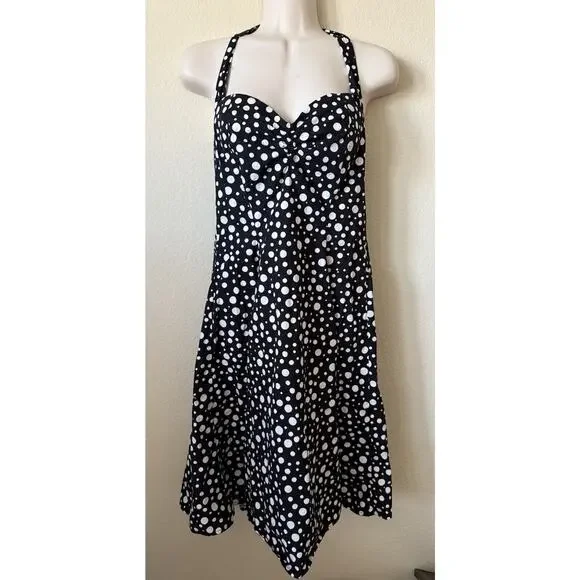Heartbreaker Dresses | Heartbreaker Retro Rockabilly Polka Dot Halter Tie Sweetheart Neck Dress Size S | Color: Black/White | Size: S |
